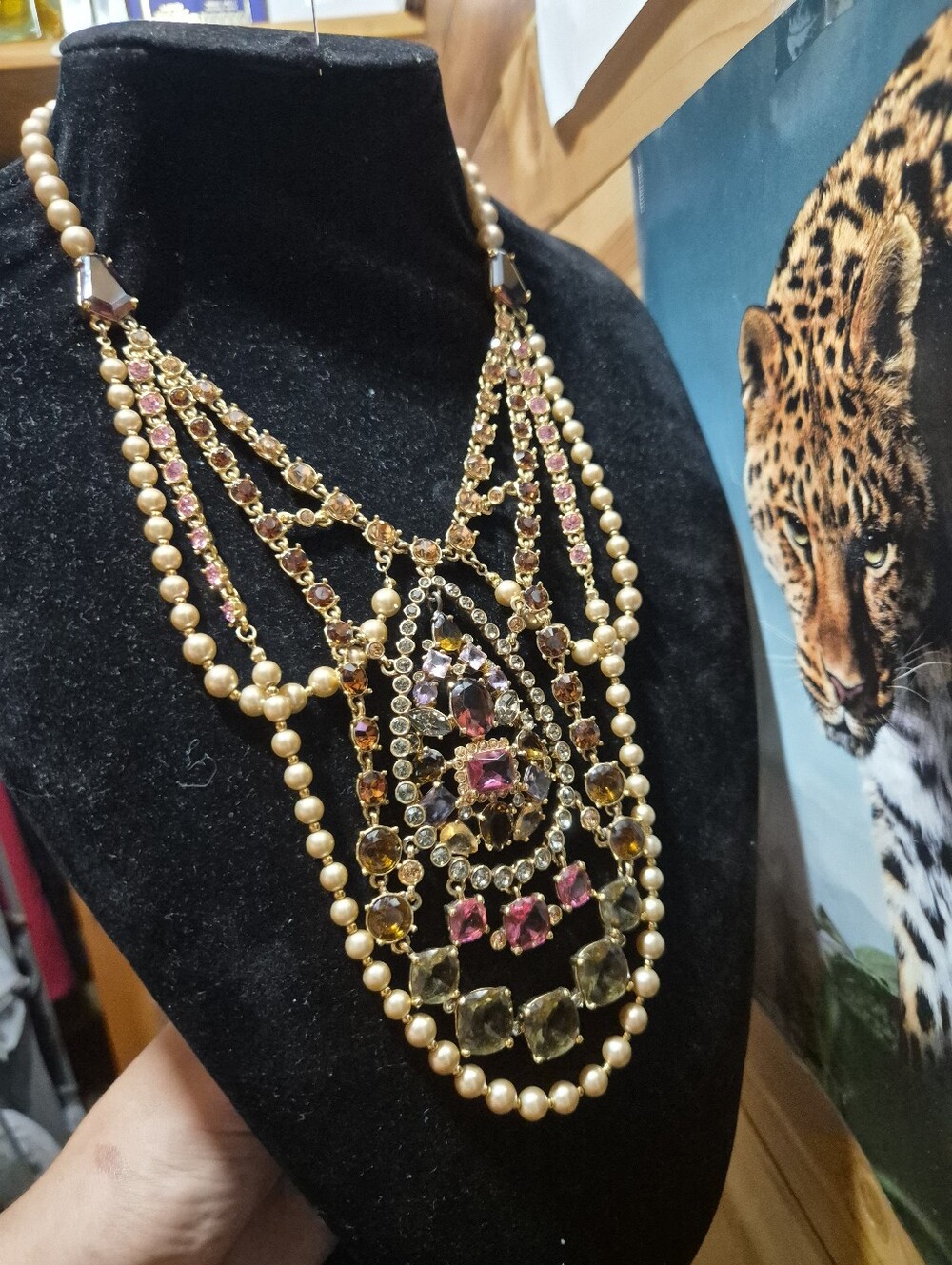 STUNNING!! Carolee Gold Multi-Strand Pearls and Purple Crystals Necklace